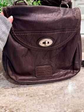 Fossil Brown Leather Crossbody Bag